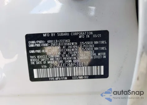 2021 Subaru Forester Touring from USA, damaged, VIN JF2SKAXC8MH514437